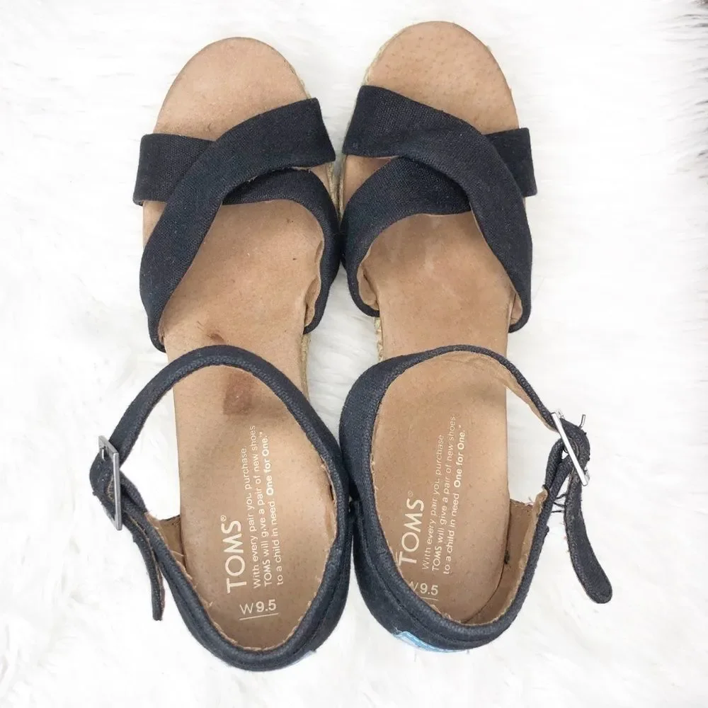 Toms Sienna espadrille wedge heel sandal sz9.5